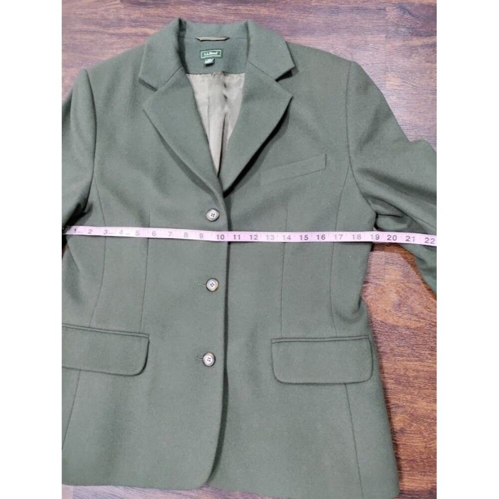 VINTAGE 90's L.L. Bean Cashmere Wool Blazer Jacket Forest Green Size 12P - Picture 12 of 16